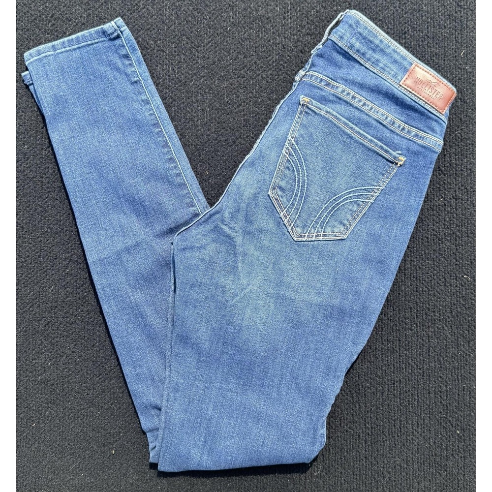 Hollister Jeans Juniors 7R Blue Medium Wash Low Rise Super Skinny Stretch Denim
